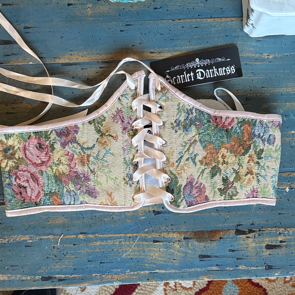 Floral Corset Belt with Flower Accents
